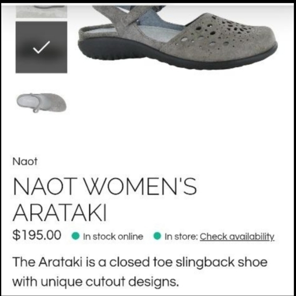 39 NAOT Arataki Gray Shimmer Slingback Flat Sandal Clog Loafer Women 8 to 8.5 - Picture 4 of 16